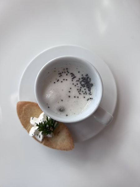 Cappuccino de pois chiche et mignardises