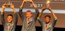 Tanguy célèbre sa victoire au MAF national Boucherie
